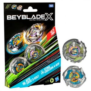 Beyblade X Bite Croc 3-60LF and Sting Unicorn 4-60P Top Dual Pack Set-G0199ES0