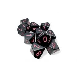 Chessex Opaque Black/pink Set of Ten d10s-25248