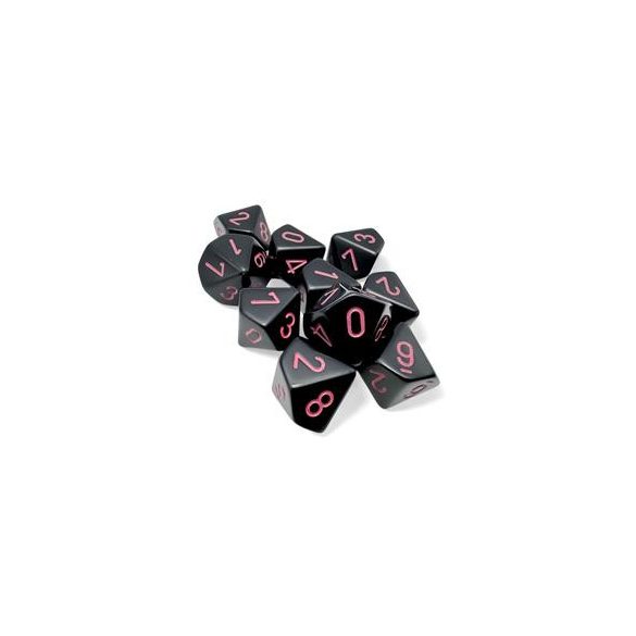 Chessex Opaque Black/pink Set of Ten d10s-25248