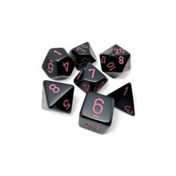 Opaque Black/pink Polyhedral 7-Dice Set-25448