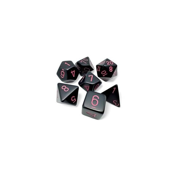 Opaque Black/pink Polyhedral 7-Dice Set-25448