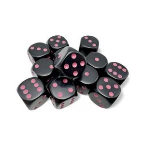 Opaque Black/pink 16mm d6 Dice Block (12 dice)-25648