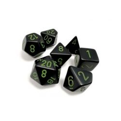 Opaque Black/green Polyhedral 7-Dice Set-25458