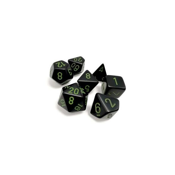 Opaque Black/green Polyhedral 7-Dice Set-25458