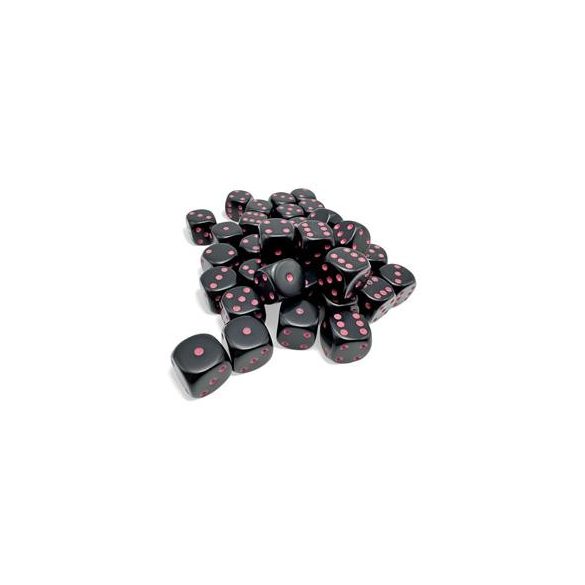 Opaque Black/pink 12mm d6 Dice Block (36 dice)-25848