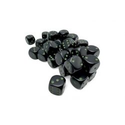 Opaque Black/green 12mm d6 Dice Block (36 dice)-25858