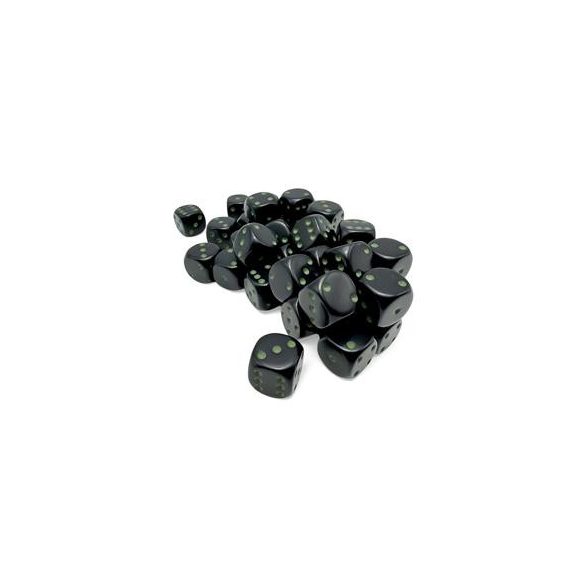 Opaque Black/green 12mm d6 Dice Block (36 dice)-25858