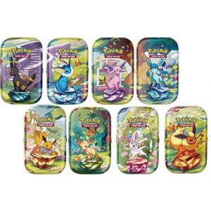 PKM - Scarlet & Violet - Prismatic Evolutions Mini Tin  Assorted Display (8 Tins) - EN-100-10046