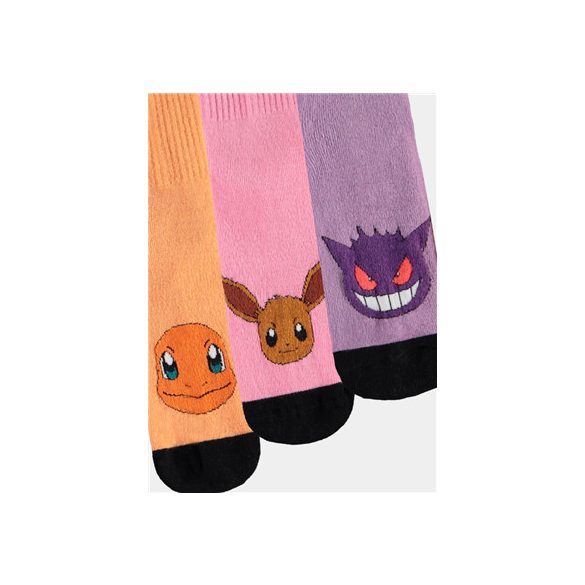 Pokémon - Charmander, Evoli, Gengar - Sport Socks (3 Pack) - Size 35/38-SS313517POK-35/38