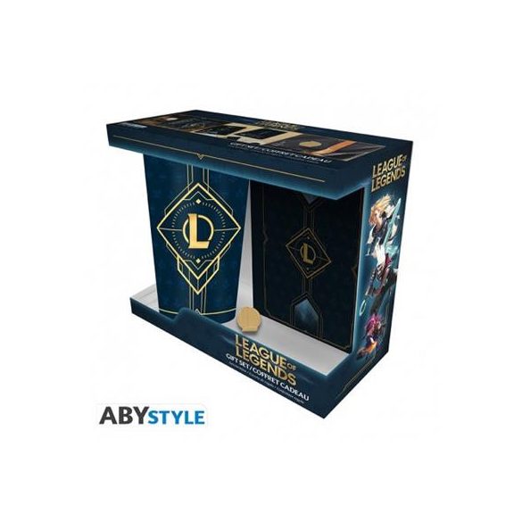 LEAGUE OF LEGENDS - Pck XXL glass + Pin + Notebook "Hextech logo"-ABYPCK267