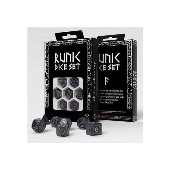 Runic Mixed-blue & gold Dice Set-SRUN09