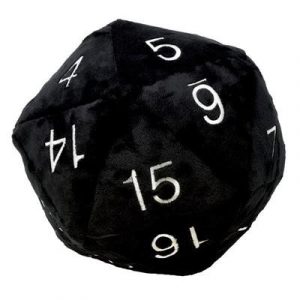 UP - Dice - Jumbo D20 Novelty Dice Plush in Black with White Numbering-85335
