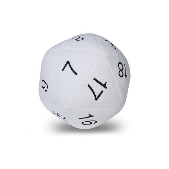 UP - Dice - Jumbo D20 Novelty Dice Plush in White with Black Numbering-84949