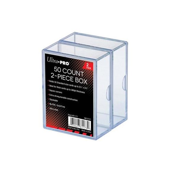 UP - 2-Piece Storage Box - for 50 Cards - Clear (2 Boxes)-81173