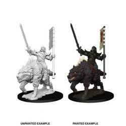 Pathfinder Battles Deep Cuts Unpainted Miniatures - Orc on Dire Wolf-WZK73547