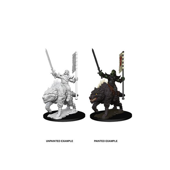 Pathfinder Battles Deep Cuts Unpainted Miniatures - Orc on Dire Wolf-WZK73547