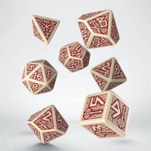 Dwarven Beige & burgundy Dice Set (7)-SDWA07