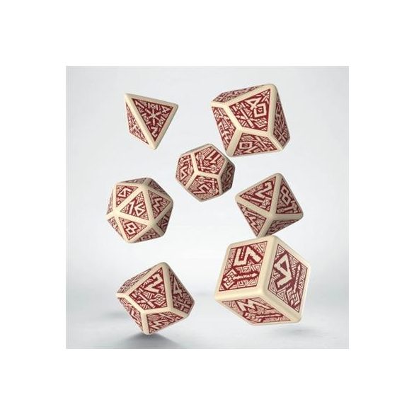 Dwarven Beige & burgundy Dice Set (7)-SDWA07