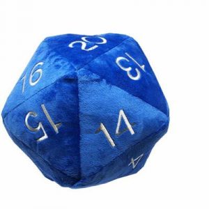 UP - Dice - Jumbo D20 Novelty Dice Plush in Blue with Silver Numbering-85856