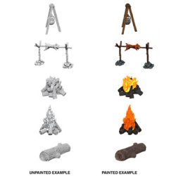 WizKids Deep Cuts Unpainted Miniatures - Camp Fire & Sitting Log-WZK73860