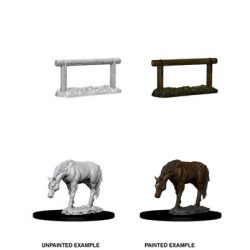 WizKids Deep Cuts Unpainted Miniatures - Horse & Hitch-WZK73862