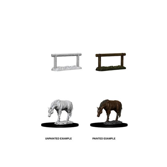 WizKids Deep Cuts Unpainted Miniatures - Horse & Hitch-WZK73862