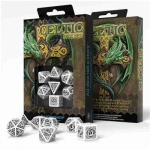 Celtic 3D Revised Black & white Dice Set-SCER01