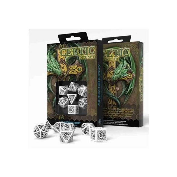 Celtic 3D Revised Black & white Dice Set-SCER01