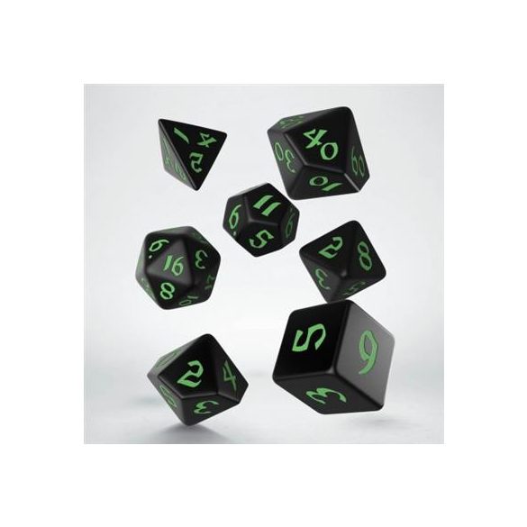 Classic Runic Black & green Dice Set (7)-SCLR02