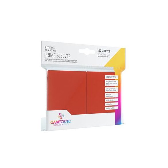 Gamegenic - Prime Sleeves Red (100 Sleeves)-GGS10015ML