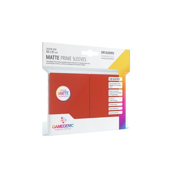 Gamegenic - Matte Prime Sleeves Red (100 Sleeves)-GGS10027ML