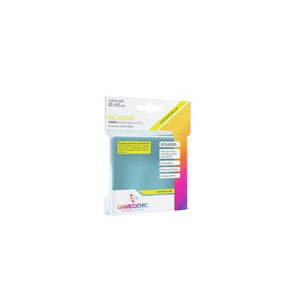 Gamegenic - PRIME Big Square-Sized Sleeves 82 x 82 mm - Clear (50 Sleeves)-GGS10045ML