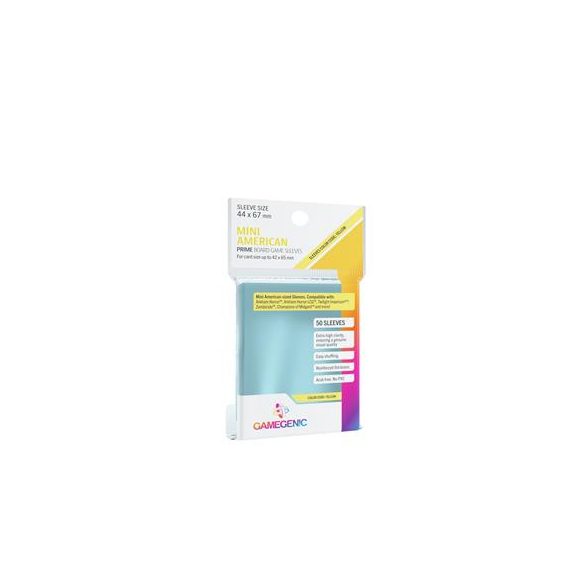 Gamegenic - PRIME Mini American-Sized Sleeves 44 x 67 mm - Clear (50 Sleeves)-GGS10052ML