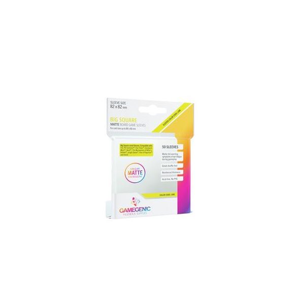 Gamegenic - MATTE Big Square-Sized Sleeves 82 x 82 mm - Clear (50 Sleeves)-GGS10060ML