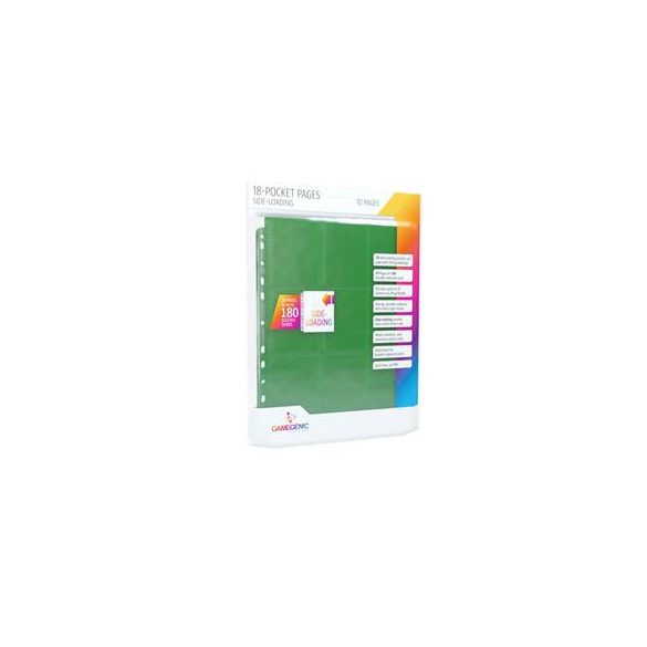 Gamegenic - Sideloading 18-Pocket Pages 10 pcs pack Green-GGS30005ML