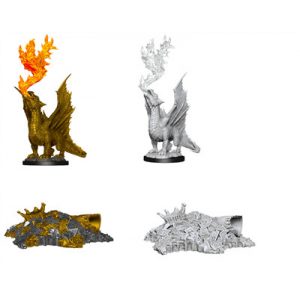 D&D Nolzur's Marvelous Miniatures - Gold Dragon Wyrmling & Small Treasure Pile-WZK90028