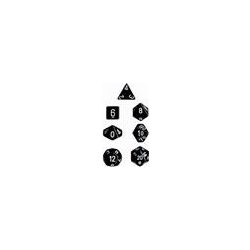 Chessex Opaque Polyhedral 7-Die Sets - Black w/white-25408