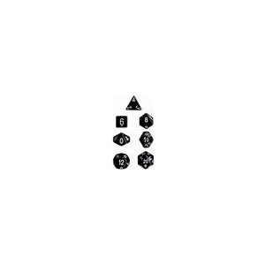 Chessex Opaque Polyhedral 7-Die Sets - Black w/white-25408