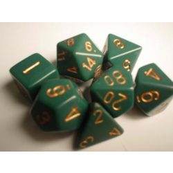 Chessex Opaque Polyhedral 7-Die Sets - Dusty Green w/gold-25415