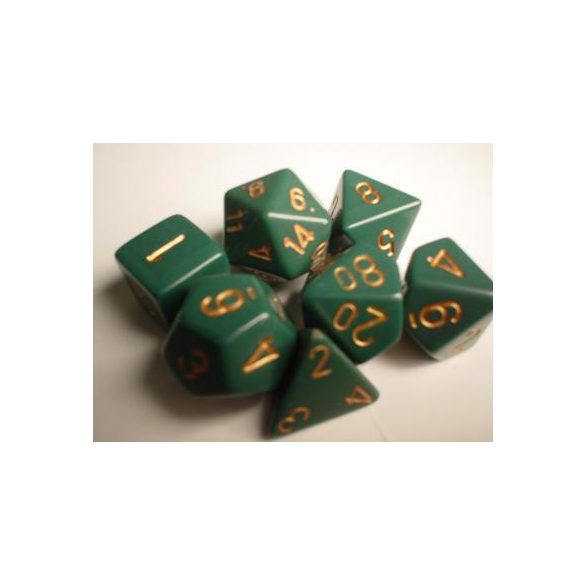 Chessex Opaque Polyhedral 7-Die Sets - Dusty Green w/gold-25415