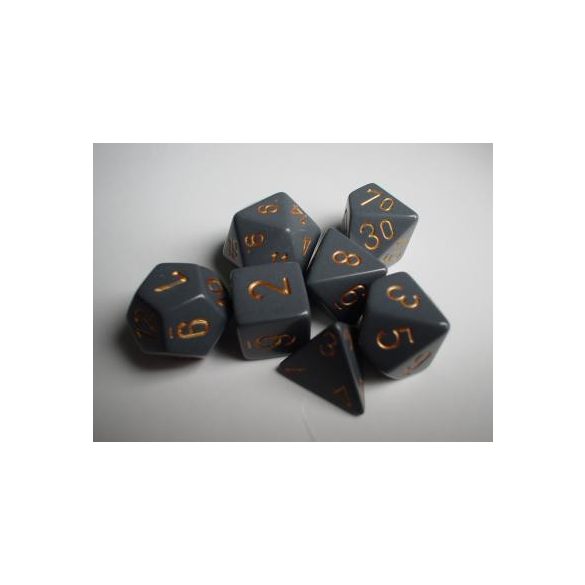 Chessex Opaque Polyhedral 7-Die Sets - Dark Grey w/copper-25420