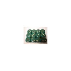 Chessex Opaque 16mm d6 with pips Dice Blocks (12 Dice) - Dusty Green w/gold-25615