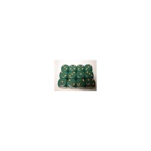 Chessex Opaque 16mm d6 with pips Dice Blocks (12 Dice) - Dusty Green w/gold-25615