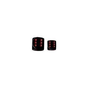 Chessex Opaque 16mm d6 with pips Dice Blocks (12 Dice) - Black w/red-25618