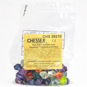 Chessex Signature Bags of 50 Asst. Dice - Poly. d10 Dice-29210
