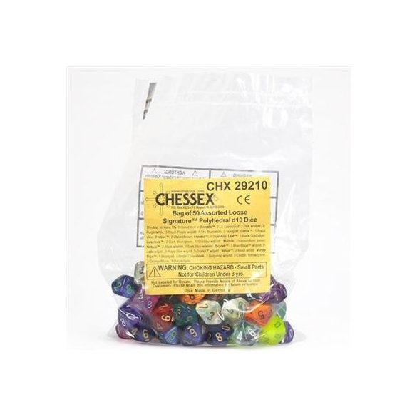 Chessex Signature Bags of 50 Asst. Dice - Poly. d10 Dice-29210