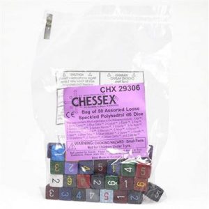 Chessex Speckled Bags of 50 Asst. Dice - Loose Speckled Polyhedral d6 Dice-29306