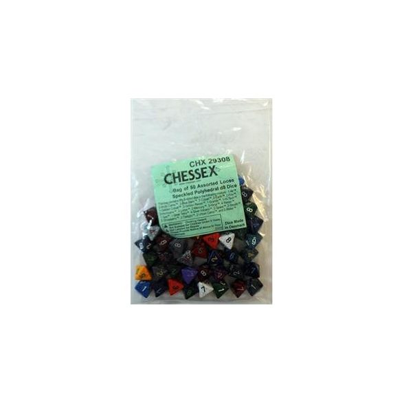 Chessex Speckled Bags of 50 Asst. Dice - Loose Speckled Polyhedral d8 Dice-29308