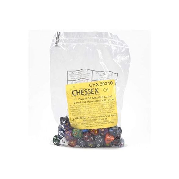 Chessex Speckled Bags of 50 Asst. Dice - Loose Speckled Polyhedral d10 Dice-29310