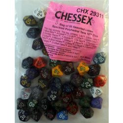 Chessex Speckled Bags of 50 Asst. Dice - Loose Speckled Poly Tens 10 Dice-29311